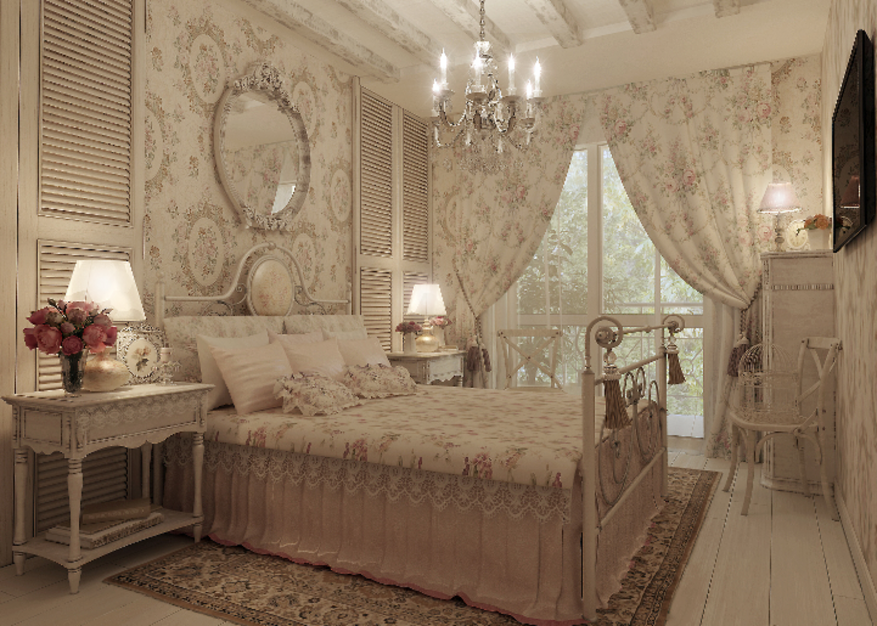 Спальня в стиле прованс, кровать