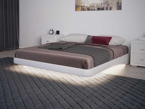 Парящая кровать без изголовья с подсветкой