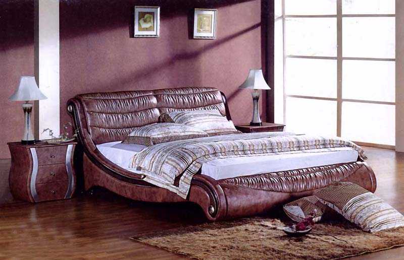 Кожаная кровать в стиле модерн