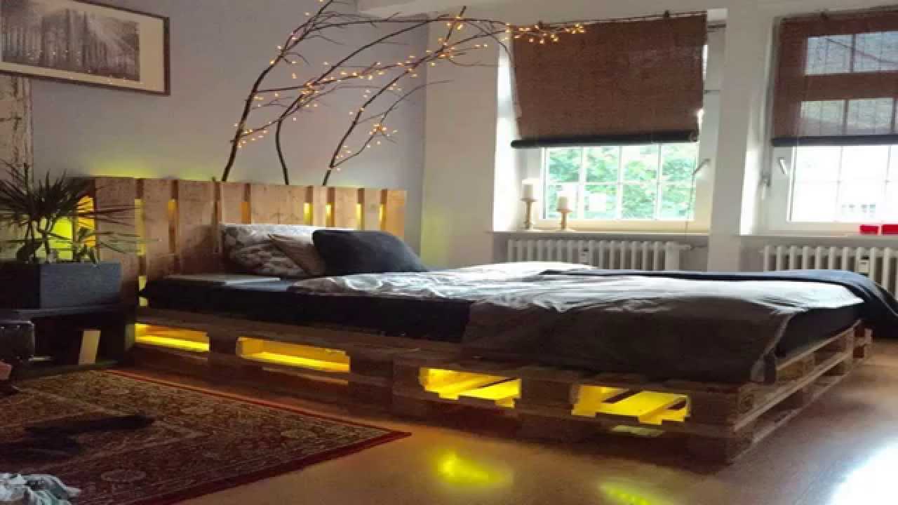 Мебель из дерева кровать из поддонов с подсветкой своими руками