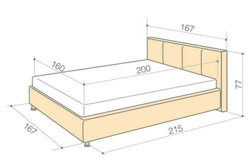 Пример размеров полуторной кровати