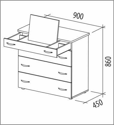 Размеры комода с зеркалом
