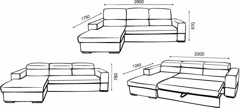 Какие бывают размеры у углового дивана, механизмы трансформации 29 - ДиванеТТо