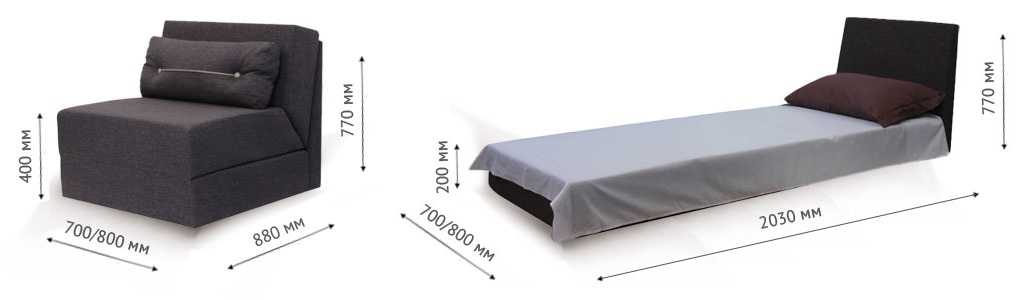 Размеры кресла кровати