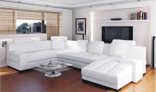 Белая мягкая мебель для гостиной