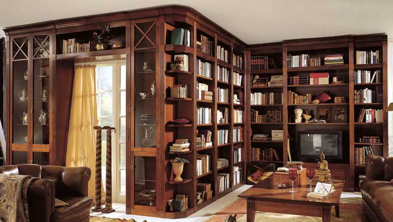 Мебель для домашней библиотеки в классическом стиле