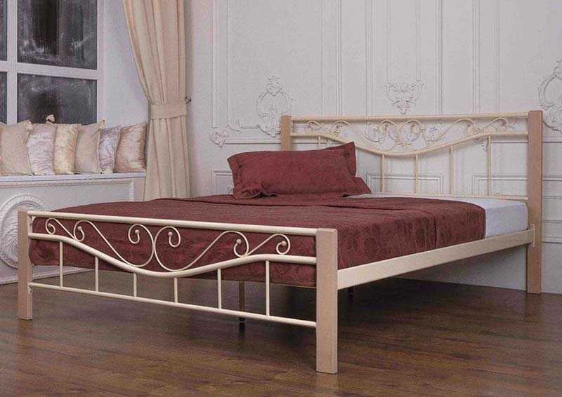 Бежевая модель двуспальной кровати