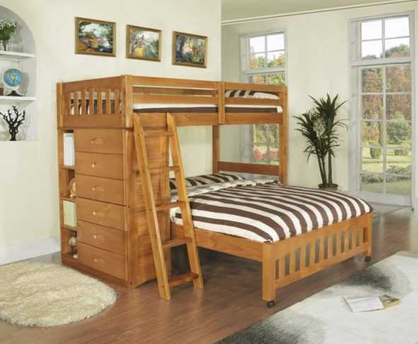 Двухъярусная кровать с двойным спальным местом подходит для детей и взрослых