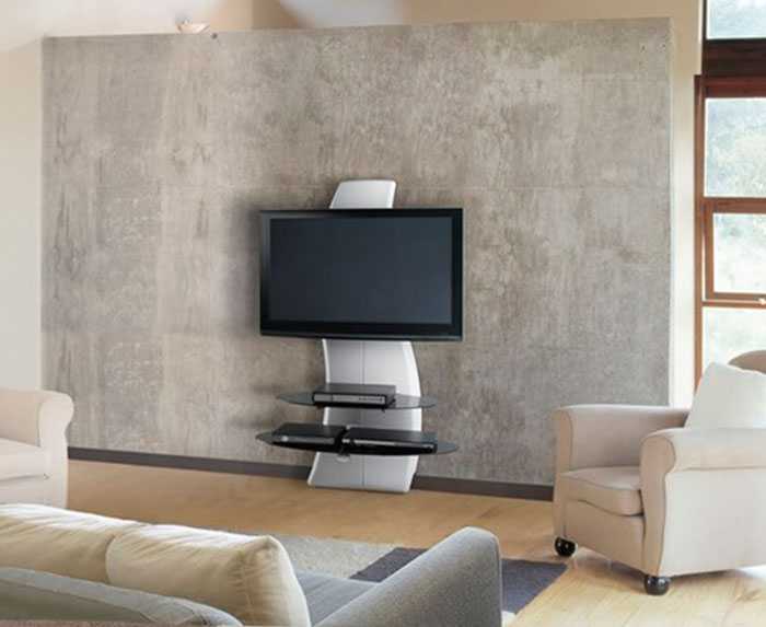 Белый кронштейн для телевизора на стену напольный