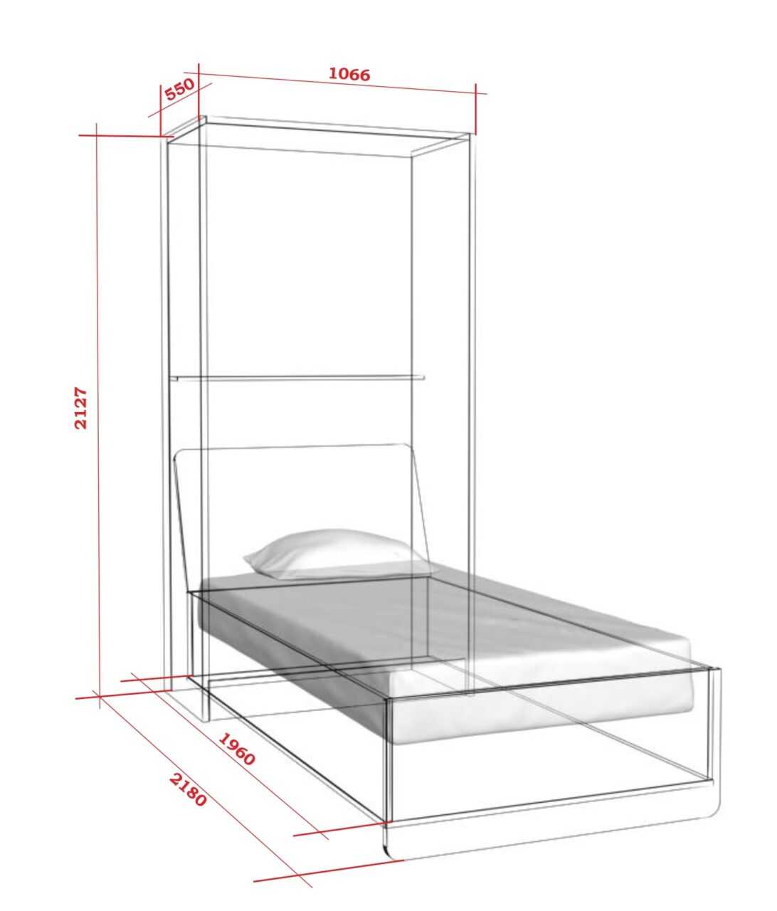 Шкаф-кровать с подъемным механизмом односпальная