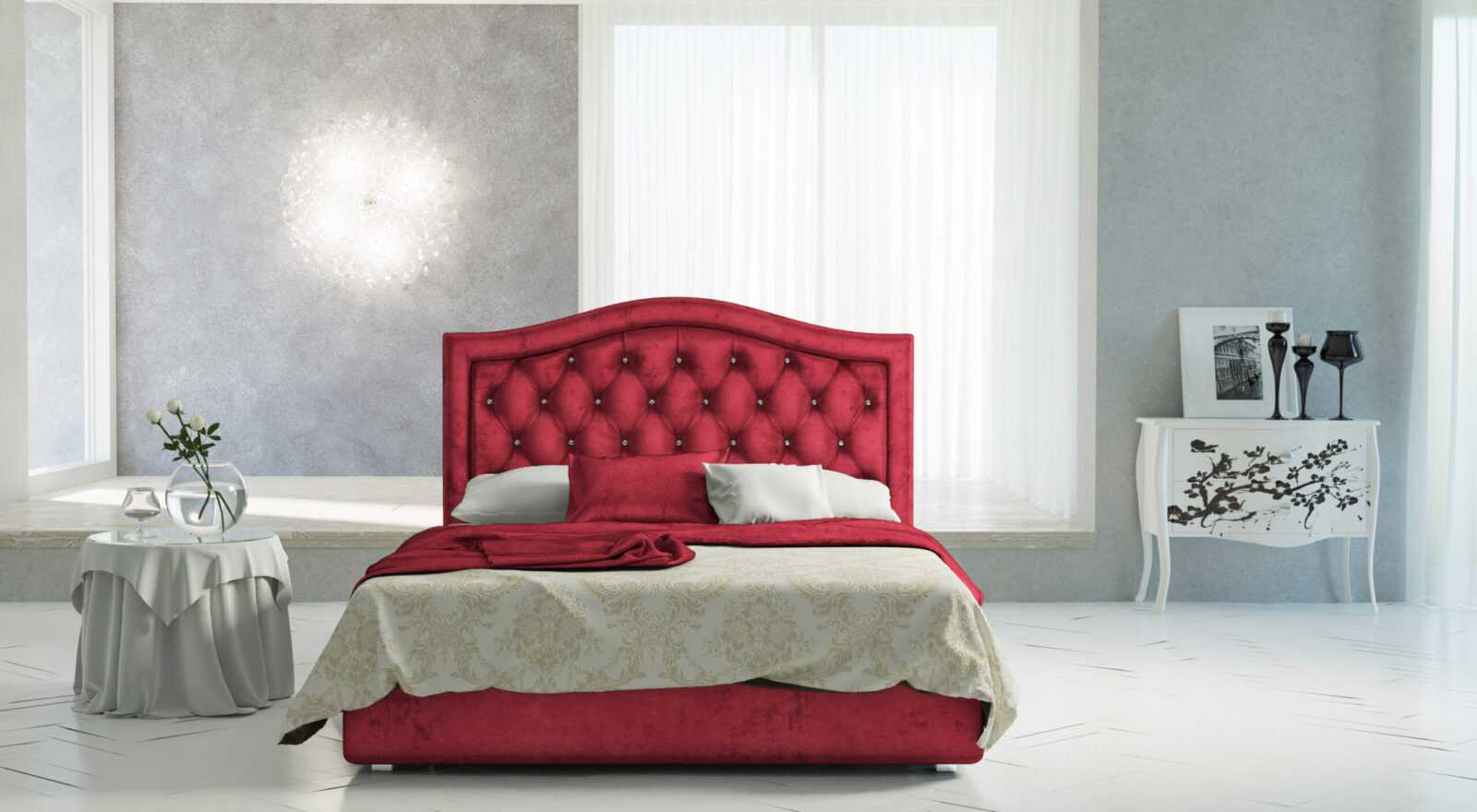 Красивая кровать красного цвета