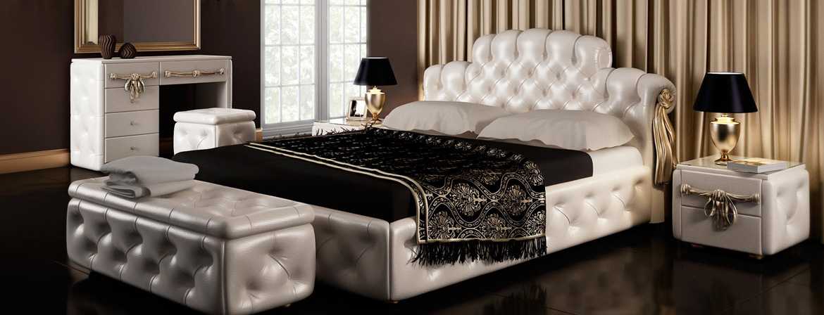 Кровать со стеганными элементами