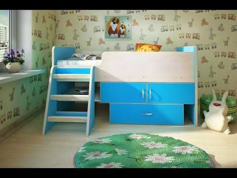 Голубая кровать-чердак для ребенка