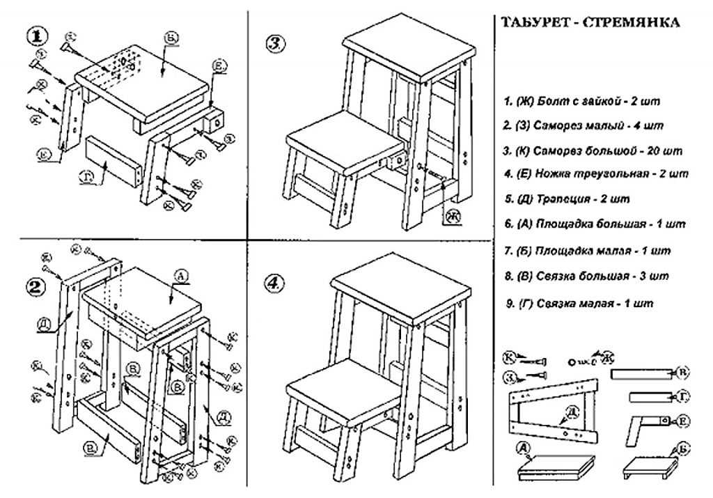 Особенности конструкции стула-стремянки, изготовление своими руками 81 - ДиванеТТо