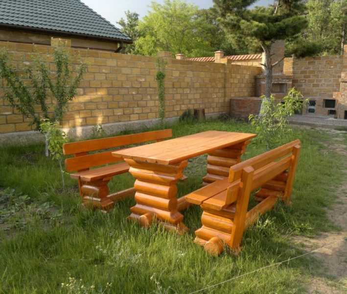 Садовая мебель из оцилиндрованного бревна