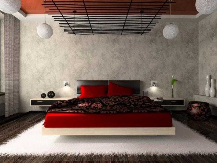 Красный цвет в спальне