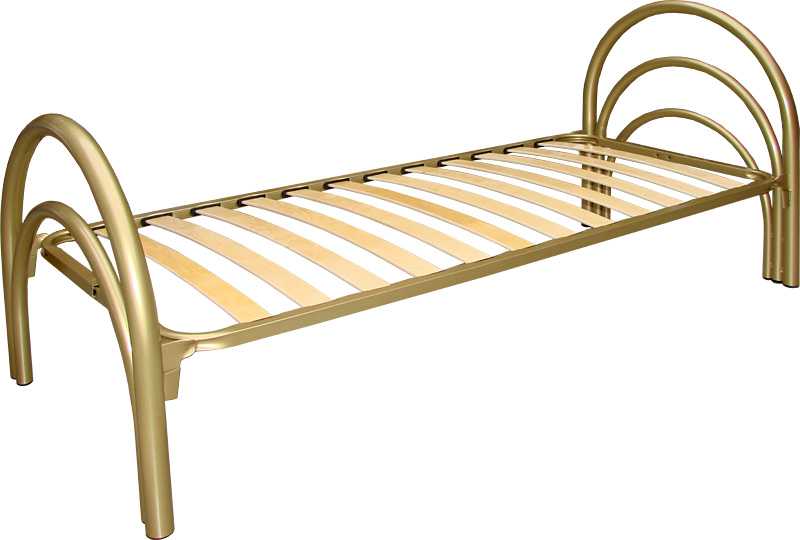 Односпальная модель кровати в золотом цвете