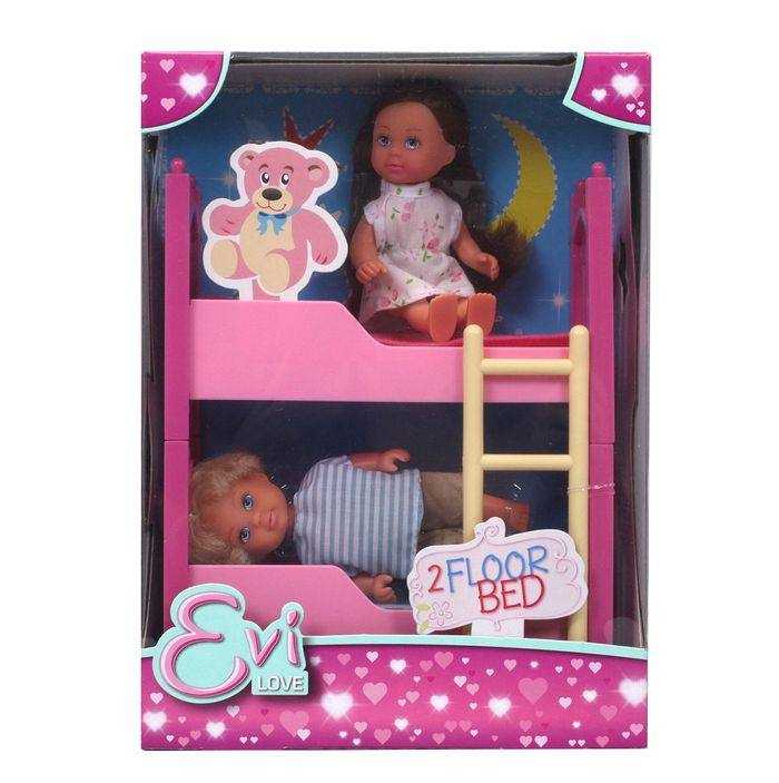 Двухъярусная кроватка для кукол мальчика и девочки