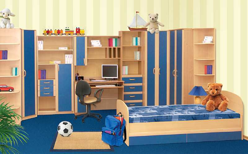 Голубые оттенки в комнате ребенка