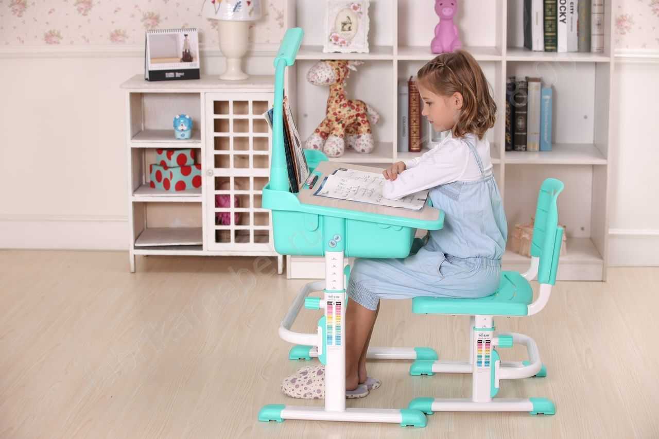 Голубая удобная мебель для рабочего места ребенка