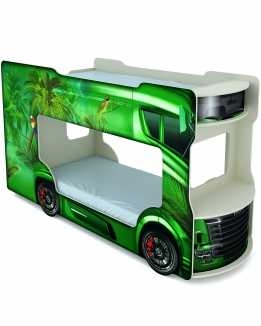 Левосторонняя зеленая кровать автобус с колесами