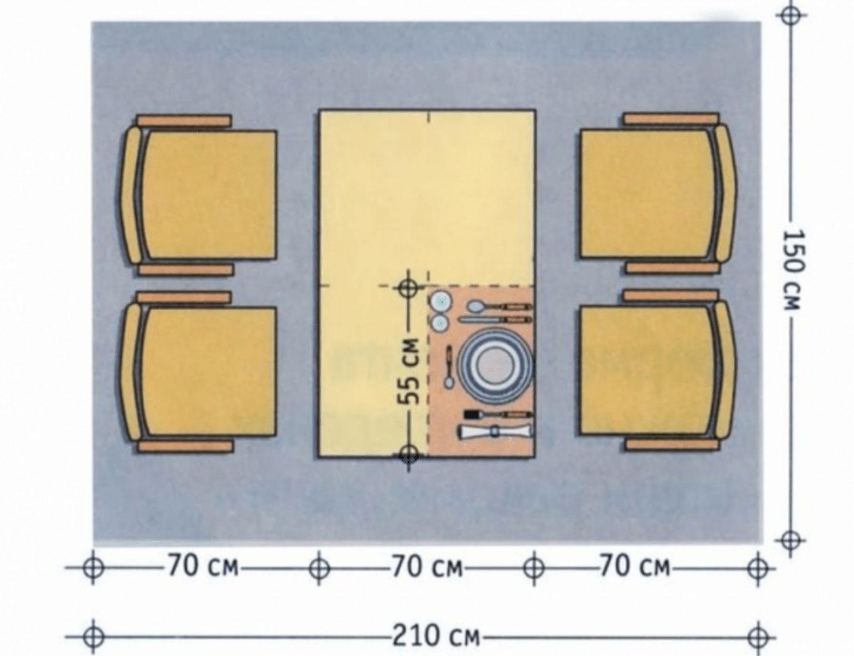 Размеры обеденных столов разных форм, советы по выбору мебели 15 - ДиванеТТо