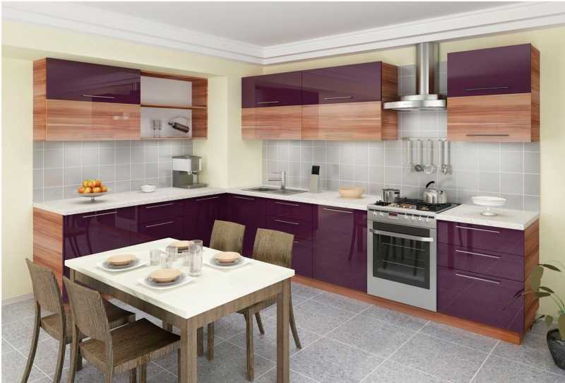 Фиолетовая мебель для оформления кухни