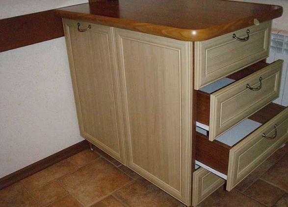 Кухонный стол-тумба с выдвижными ящиками
