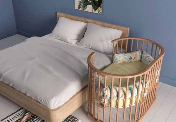 Круглая приставная кроватка для новорожденных