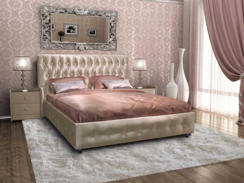 Красивая кожаная кровать для спальни
