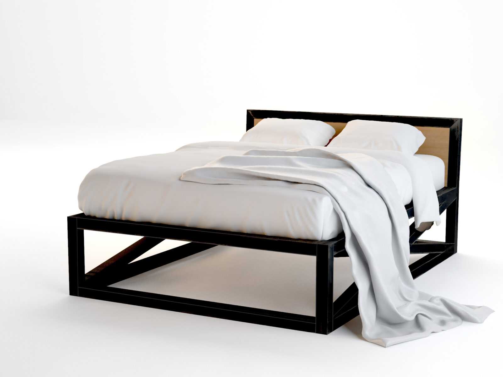Двуспальная кровать на основе металла