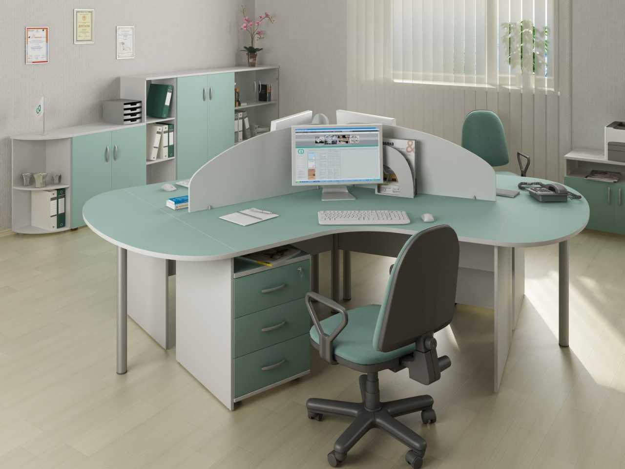 Зеленая офисная мебель 