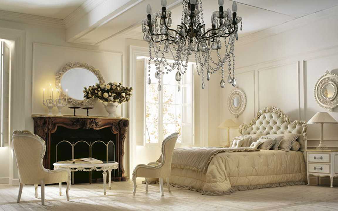 Спальня выполненная в классическом стиле интерьера